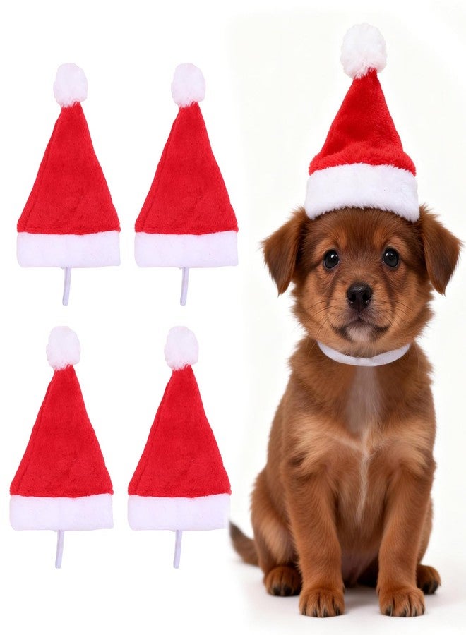 Yahpetes Dog Cat Pet Santa Hat Christmas Santa Claus 4 Pcs Pet Christmas Hats 5.5"X7.8" Dog Costume for Puppy Kitten Small Cats Dogs Pets - Image 1